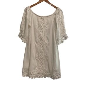 Altar'd State Cover-Up Dress with Lace Embellishments White